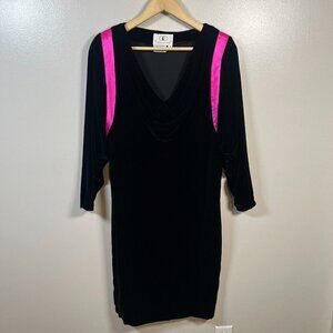 Vintage Flora Kung Dress Size 4 Silk Blend Draped Neck Velour Velvet Midi 80s